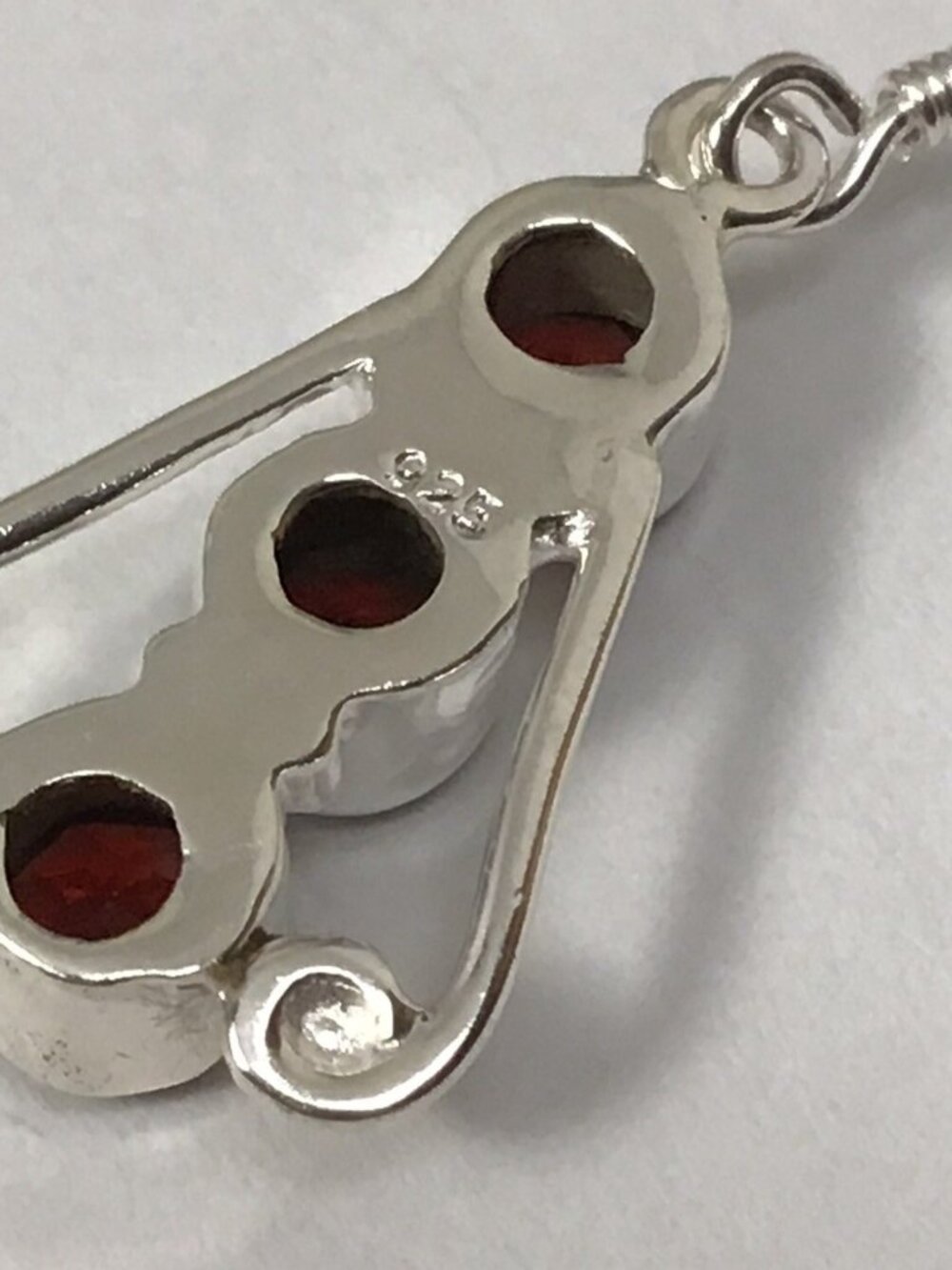 Sterling Silver Rhodolite Garnet Earrings Contemporary Dangle 1.25” New - Picture 7 of 8